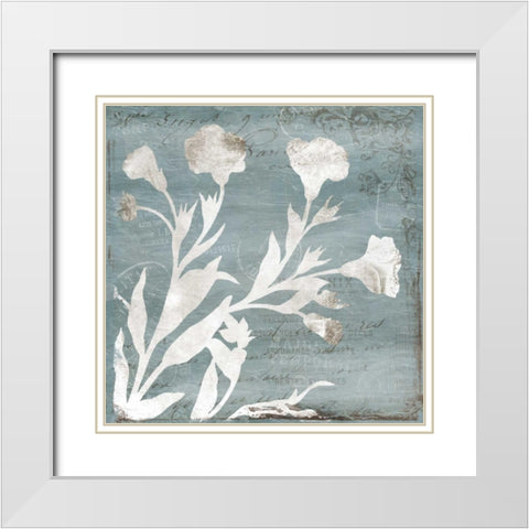 Floral Blues White Modern Wood Framed Art Print with Double Matting by Grey, Jace