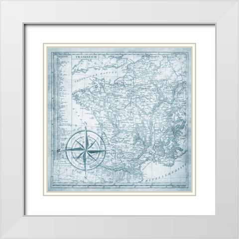 Full sea Bue map White Modern Wood Framed Art Print with Double Matting by Grey, Jace