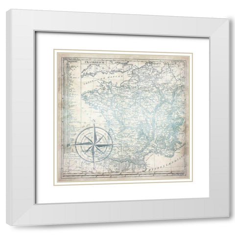 Sea blue map White Modern Wood Framed Art Print with Double Matting by Grey, Jace