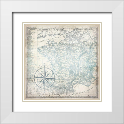 Sea blue map White Modern Wood Framed Art Print with Double Matting by Grey, Jace
