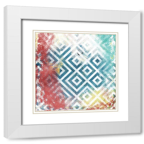 Happy Cosmic pattern mate White Modern Wood Framed Art Print with Double Matting by Grey, Jace
