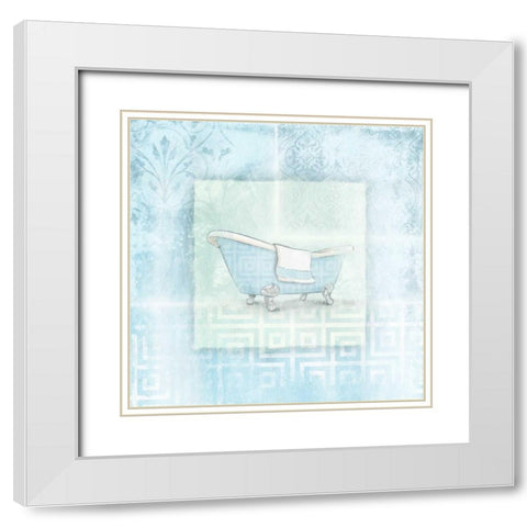 Soft blue bath White Modern Wood Framed Art Print with Double Matting by Grey, Jace