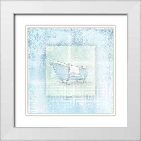 Soft blue bath White Modern Wood Framed Art Print with Double Matting by Grey, Jace