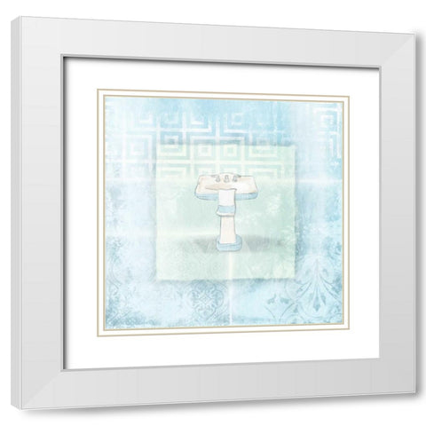 Soft blue sink White Modern Wood Framed Art Print with Double Matting by Grey, Jace