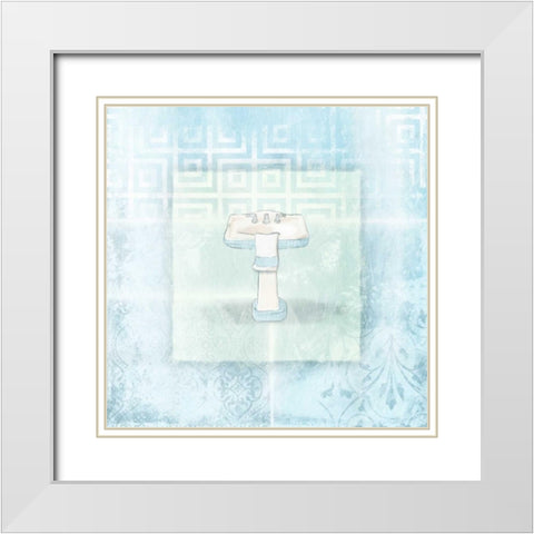 Soft blue sink White Modern Wood Framed Art Print with Double Matting by Grey, Jace