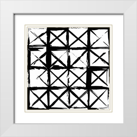 Box Black Lines White Modern Wood Framed Art Print with Double Matting by Grey, Jace