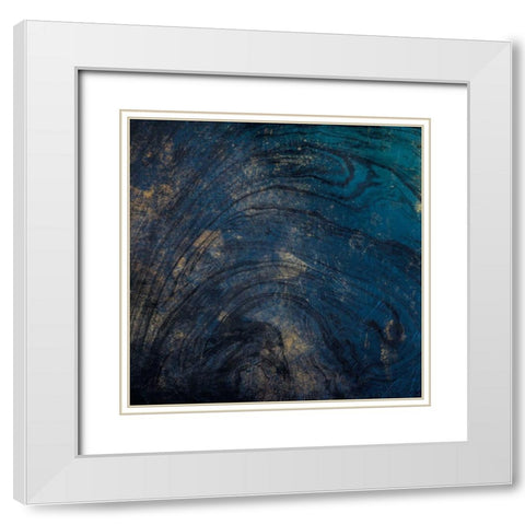 Golden Blue Marble White Modern Wood Framed Art Print with Double Matting by Grey, Jace