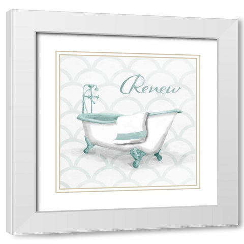 Dull Teal Renew White Modern Wood Framed Art Print with Double Matting by Grey, Jace