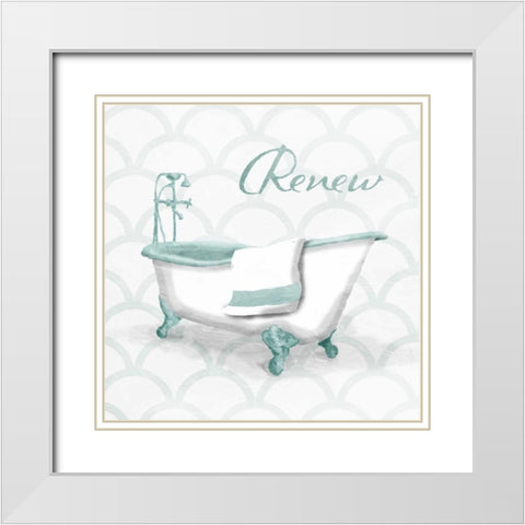 Dull Teal Renew White Modern Wood Framed Art Print with Double Matting by Grey, Jace