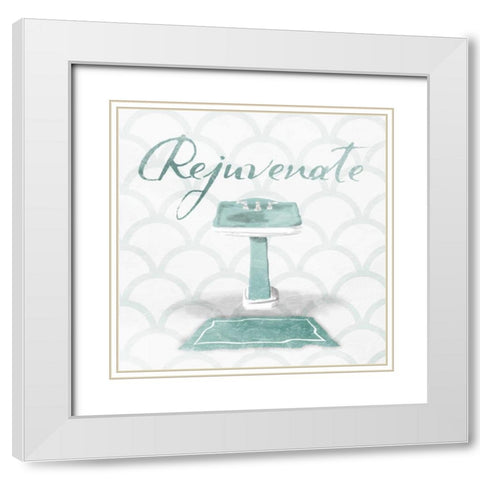 Dull Teal Rejuvenate White Modern Wood Framed Art Print with Double Matting by Grey, Jace