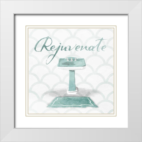 Dull Teal Rejuvenate White Modern Wood Framed Art Print with Double Matting by Grey, Jace