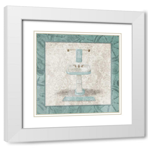Serene Coastal Sink White Modern Wood Framed Art Print with Double Matting by Grey, Jace