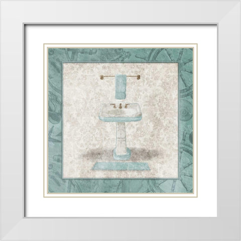 Serene Coastal Sink White Modern Wood Framed Art Print with Double Matting by Grey, Jace