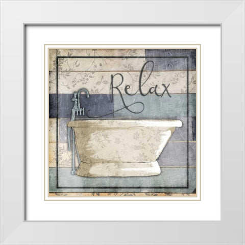 Relaxing Wooden Bath White Modern Wood Framed Art Print with Double Matting by Grey, Jace