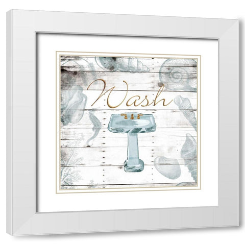 Golden Coastal Sink White Modern Wood Framed Art Print with Double Matting by Grey, Jace