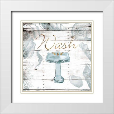 Golden Coastal Sink White Modern Wood Framed Art Print with Double Matting by Grey, Jace