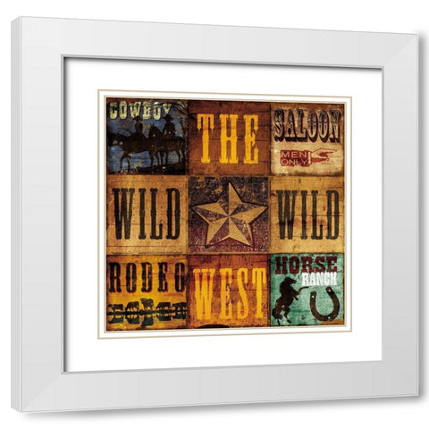 Wild West Patch White Modern Wood Framed Art Print with Double Matting by Grey, Jace