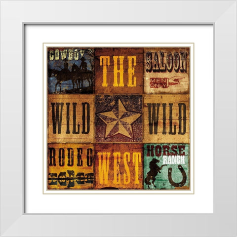 Wild West Patch White Modern Wood Framed Art Print with Double Matting by Grey, Jace
