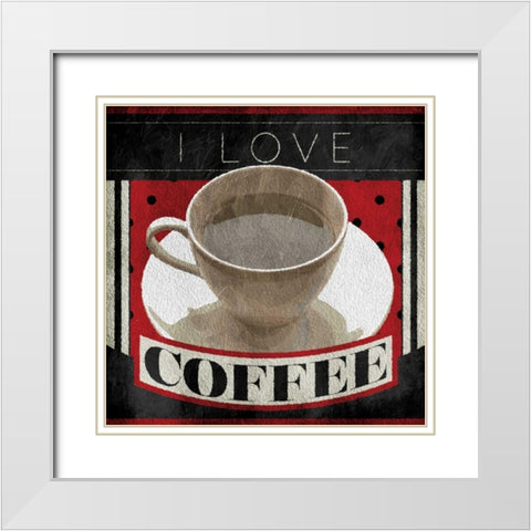 I Love Coffee White Modern Wood Framed Art Print with Double Matting by Grey, Jace