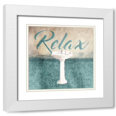 Relax Sink Teal White Modern Wood Framed Art Print with Double Matting by Grey, Jace