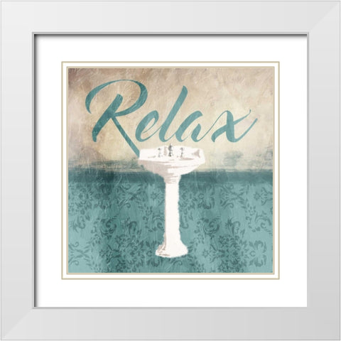 Relax Sink Teal White Modern Wood Framed Art Print with Double Matting by Grey, Jace
