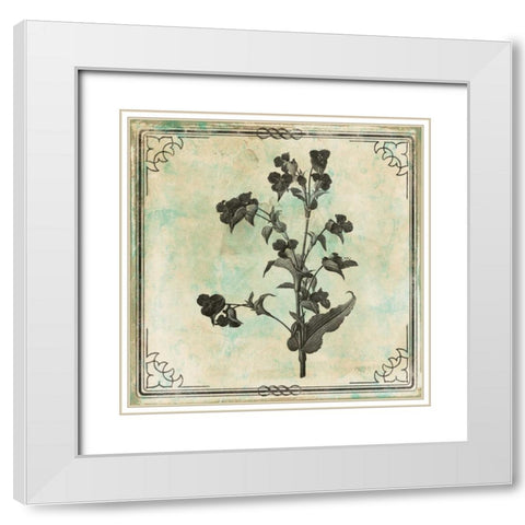Bordered Stencil Floral Mate White Modern Wood Framed Art Print with Double Matting by Grey, Jace