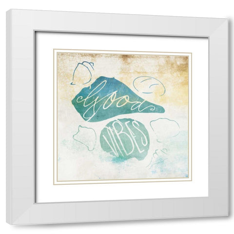 Good Vibes White Modern Wood Framed Art Print with Double Matting by Grey, Jace