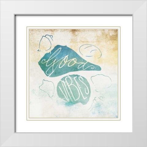Good Vibes White Modern Wood Framed Art Print with Double Matting by Grey, Jace