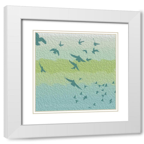Coastal Birds Of Flight White Modern Wood Framed Art Print with Double Matting by Grey, Jace