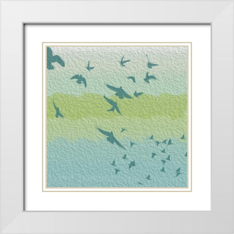 Coastal Birds Of Flight White Modern Wood Framed Art Print with Double Matting by Grey, Jace