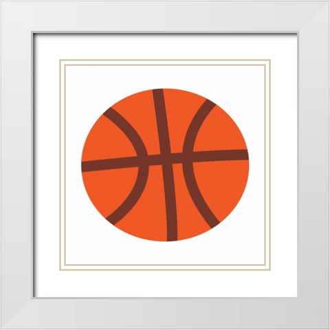 Basketball White Modern Wood Framed Art Print with Double Matting by Grey, Jace