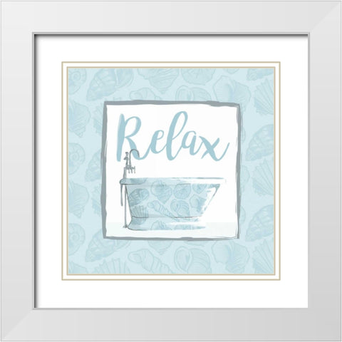 Relaxing Bath With Shells White Modern Wood Framed Art Print with Double Matting by Grey, Jace
