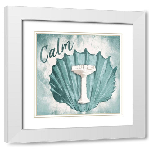 Calm Shell Sink White Modern Wood Framed Art Print with Double Matting by Grey, Jace