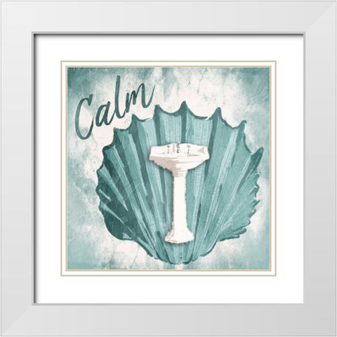 Calm Shell Sink White Modern Wood Framed Art Print with Double Matting by Grey, Jace