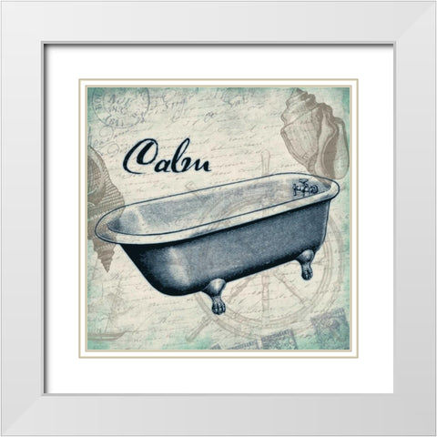 Calm Bath Print White Modern Wood Framed Art Print with Double Matting by Grey, Jace