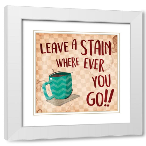 Leave A Stain White Modern Wood Framed Art Print with Double Matting by Grey, Jace