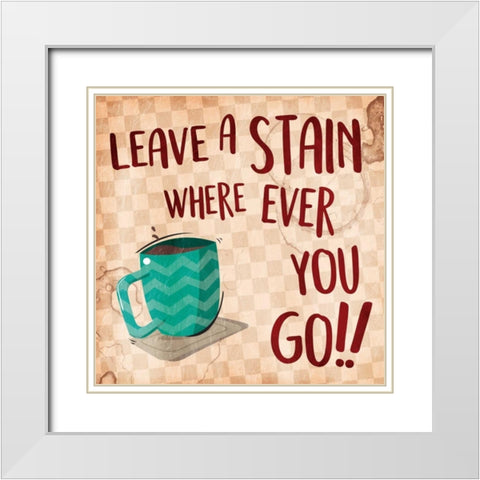 Leave A Stain White Modern Wood Framed Art Print with Double Matting by Grey, Jace