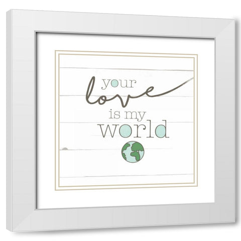 Love World White Modern Wood Framed Art Print with Double Matting by Grey, Jace