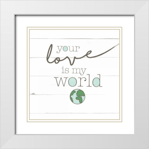 Love World White Modern Wood Framed Art Print with Double Matting by Grey, Jace