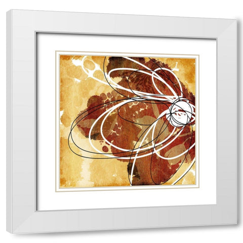 Flower Scribble White Modern Wood Framed Art Print with Double Matting by Grey, Jace