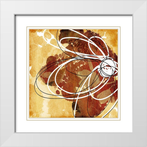 Flower Scribble White Modern Wood Framed Art Print with Double Matting by Grey, Jace