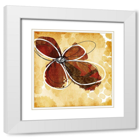 Flower Scribble Mate White Modern Wood Framed Art Print with Double Matting by Grey, Jace