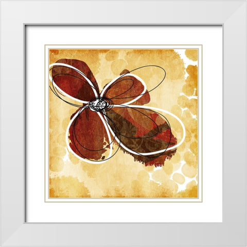 Flower Scribble Mate White Modern Wood Framed Art Print with Double Matting by Grey, Jace