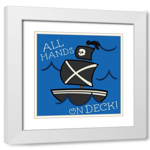All Hands White Modern Wood Framed Art Print with Double Matting by Grey, Jace