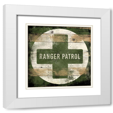 Ranger Patrol Green White Modern Wood Framed Art Print with Double Matting by Grey, Jace