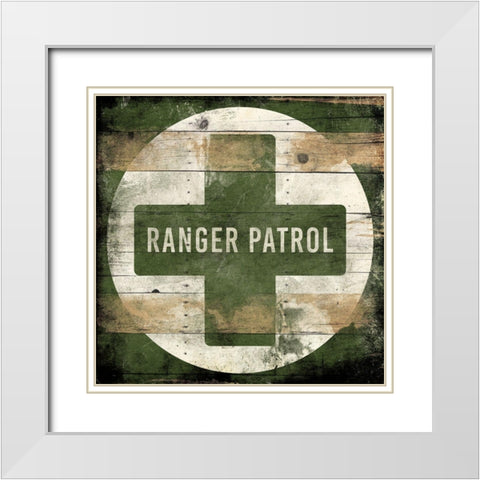 Ranger Patrol Green White Modern Wood Framed Art Print with Double Matting by Grey, Jace