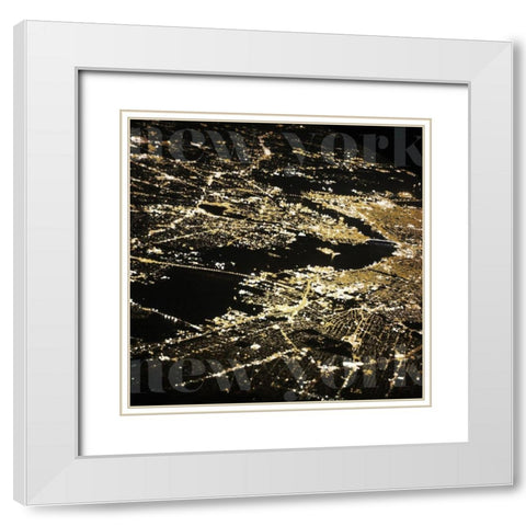 New York Gold City White Modern Wood Framed Art Print with Double Matting by Grey, Jace