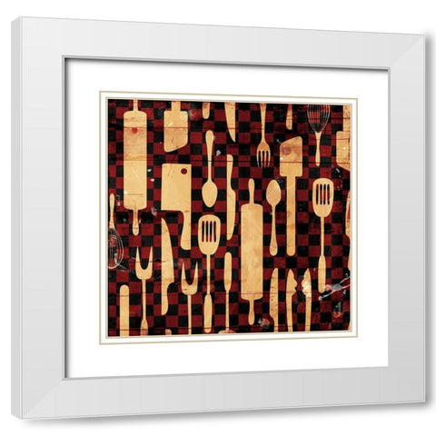 Utensils Picnic White Modern Wood Framed Art Print with Double Matting by Grey, Jace