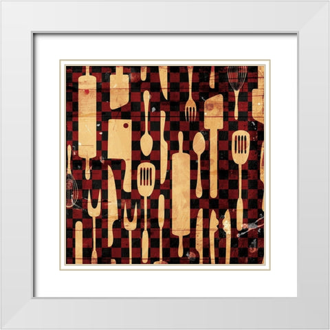 Utensils Picnic White Modern Wood Framed Art Print with Double Matting by Grey, Jace