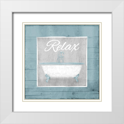 Relax Bath Wood White Modern Wood Framed Art Print with Double Matting by Grey, Jace